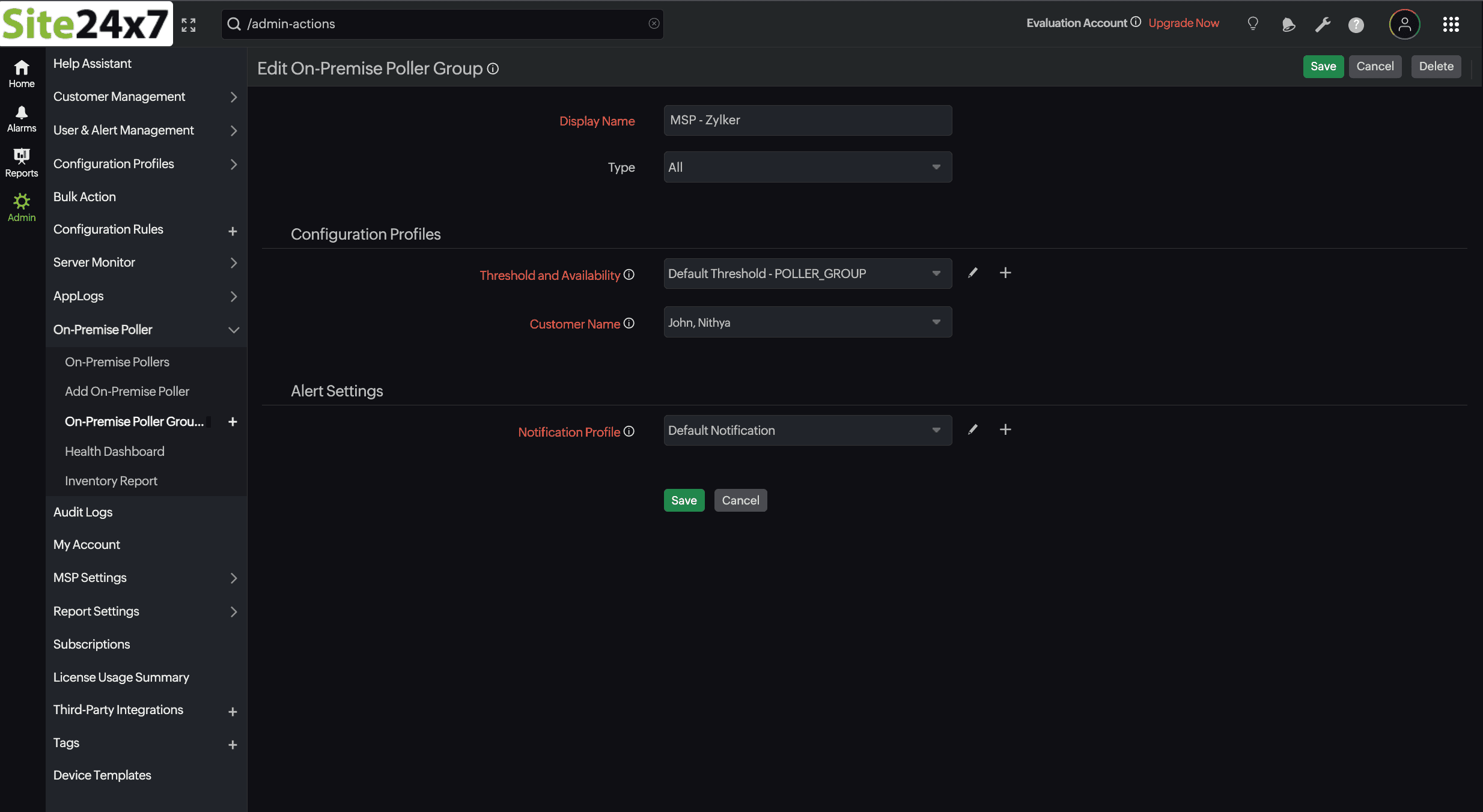 Edit On-Premise Poller Group