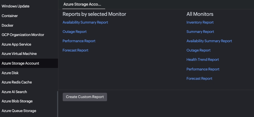 Storage Account Reports