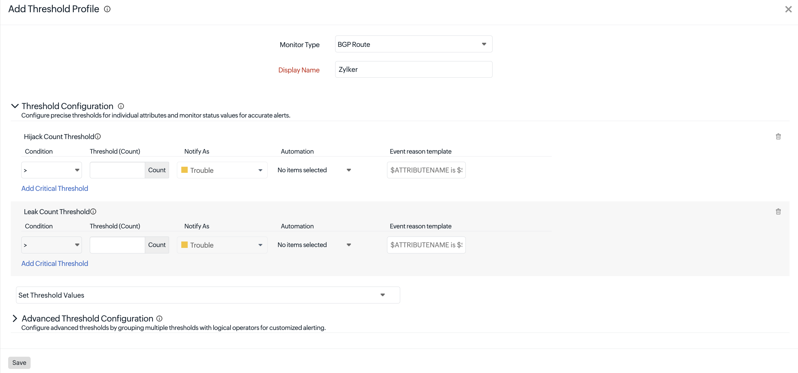 BGP Threshold and Availability
