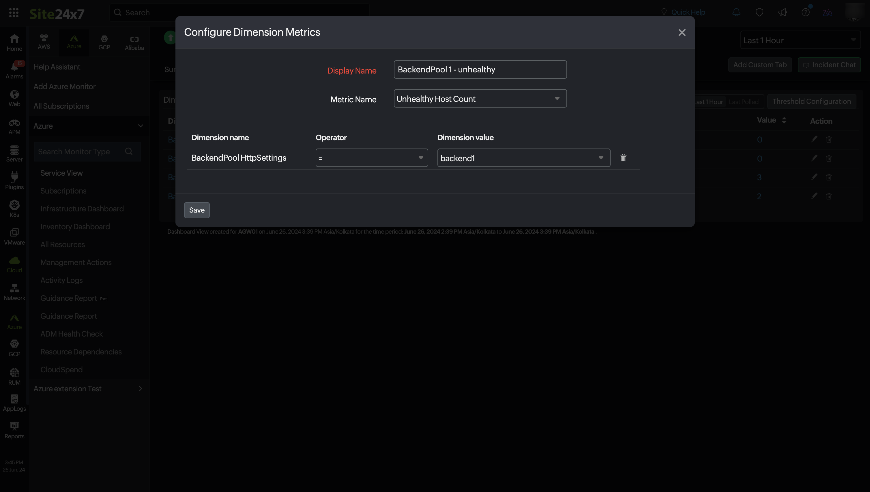 Configure Dimension Metrics