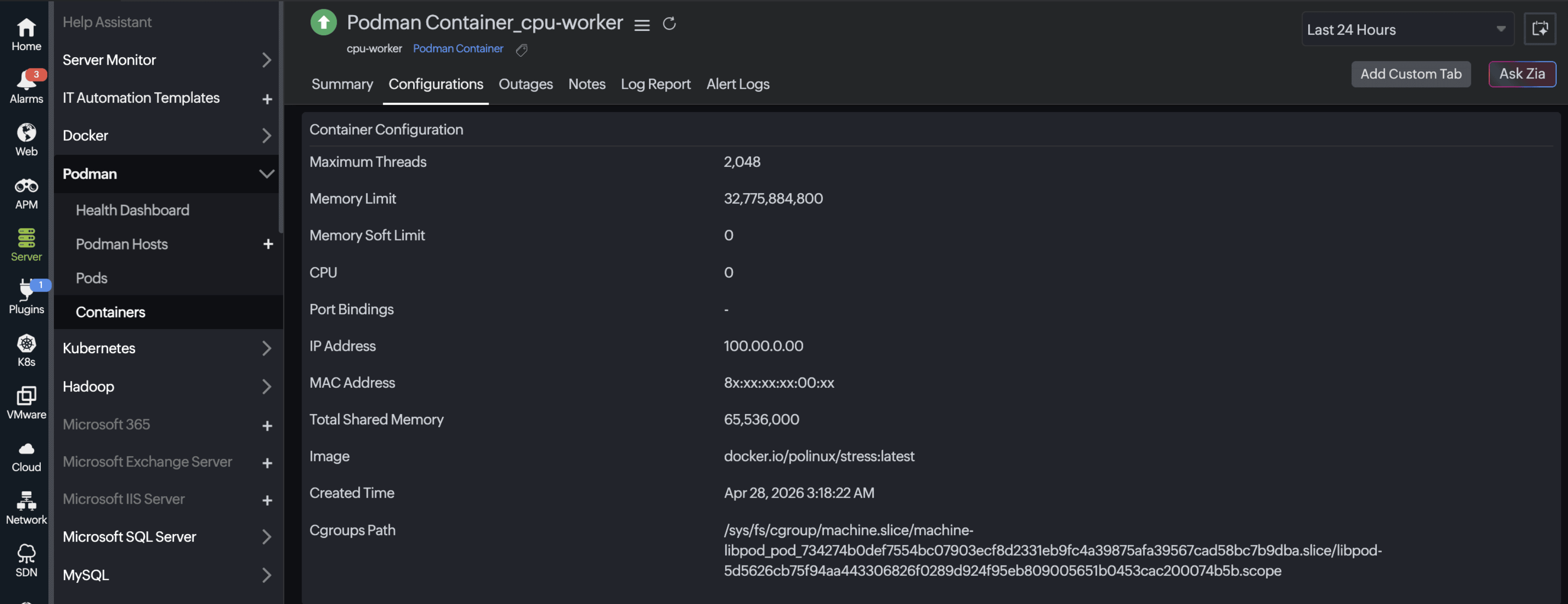Container configuration