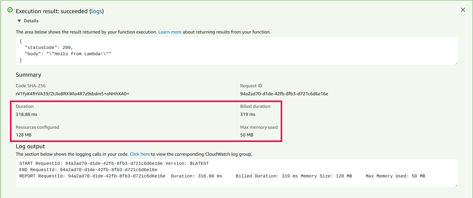 Lambda function performance without Lambda Extensions.