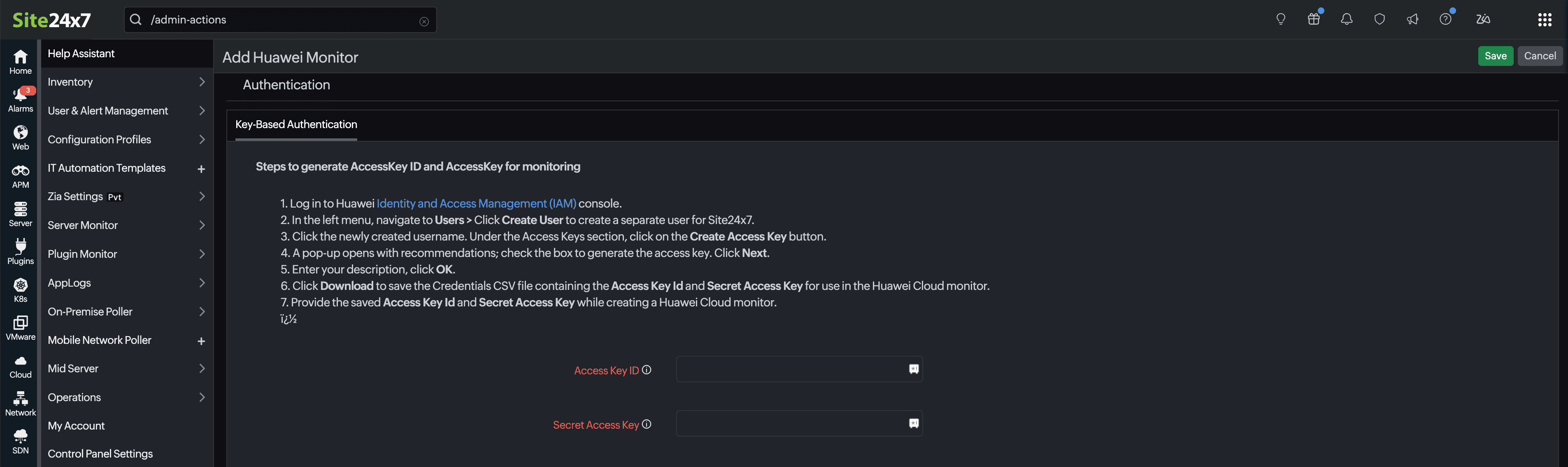 Enter credentials