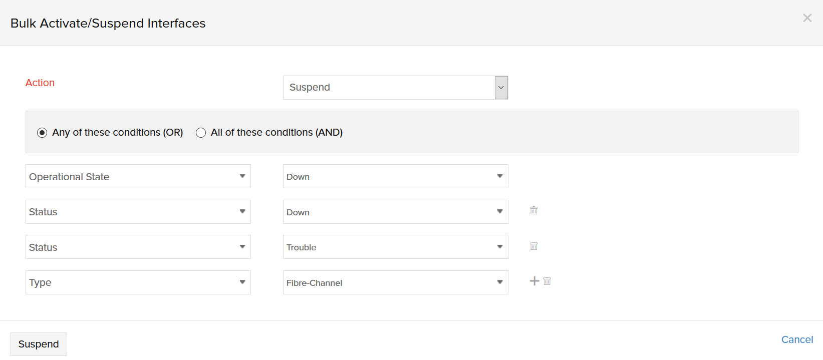 Bulk Activate/Suspend Interfaces