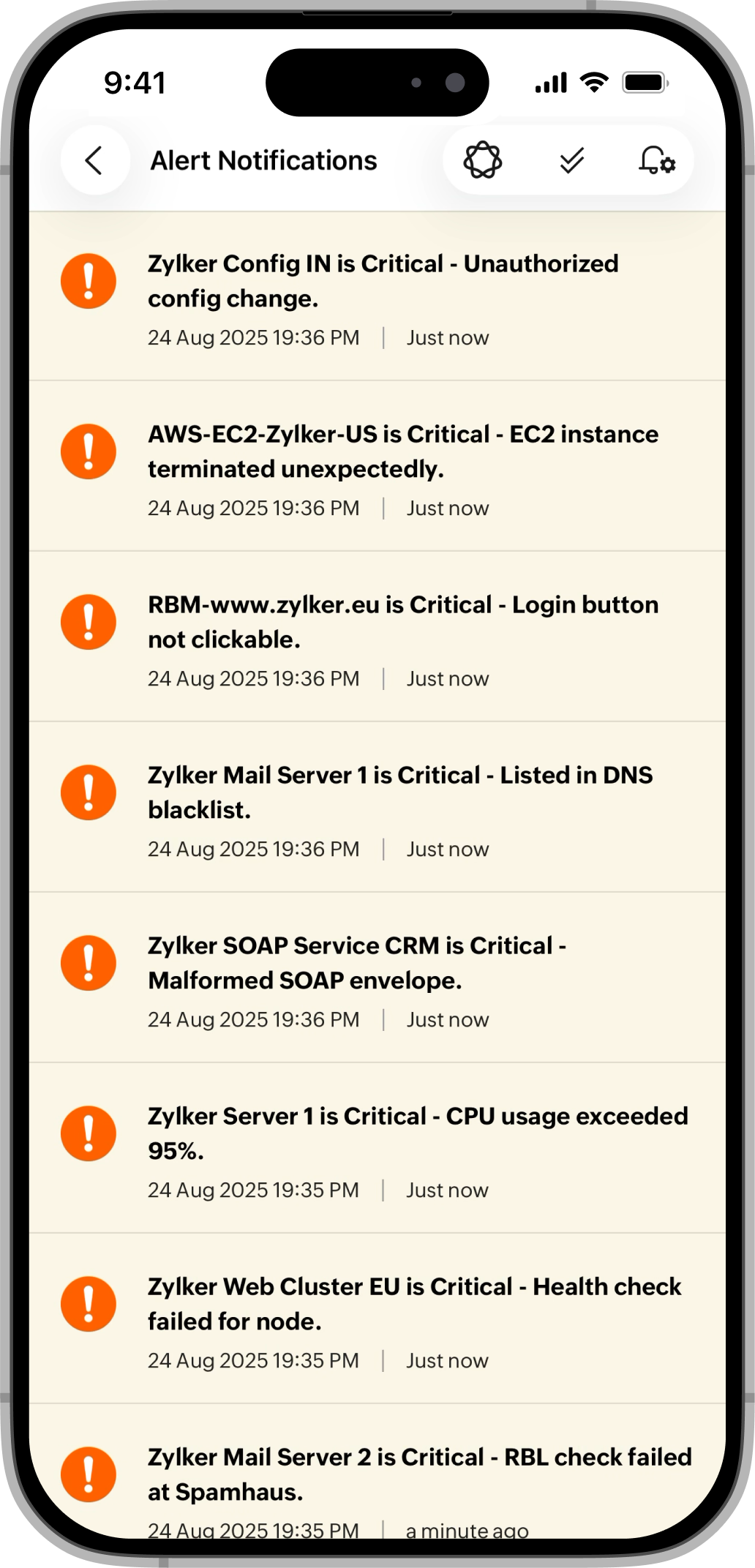 Notification list Notification list