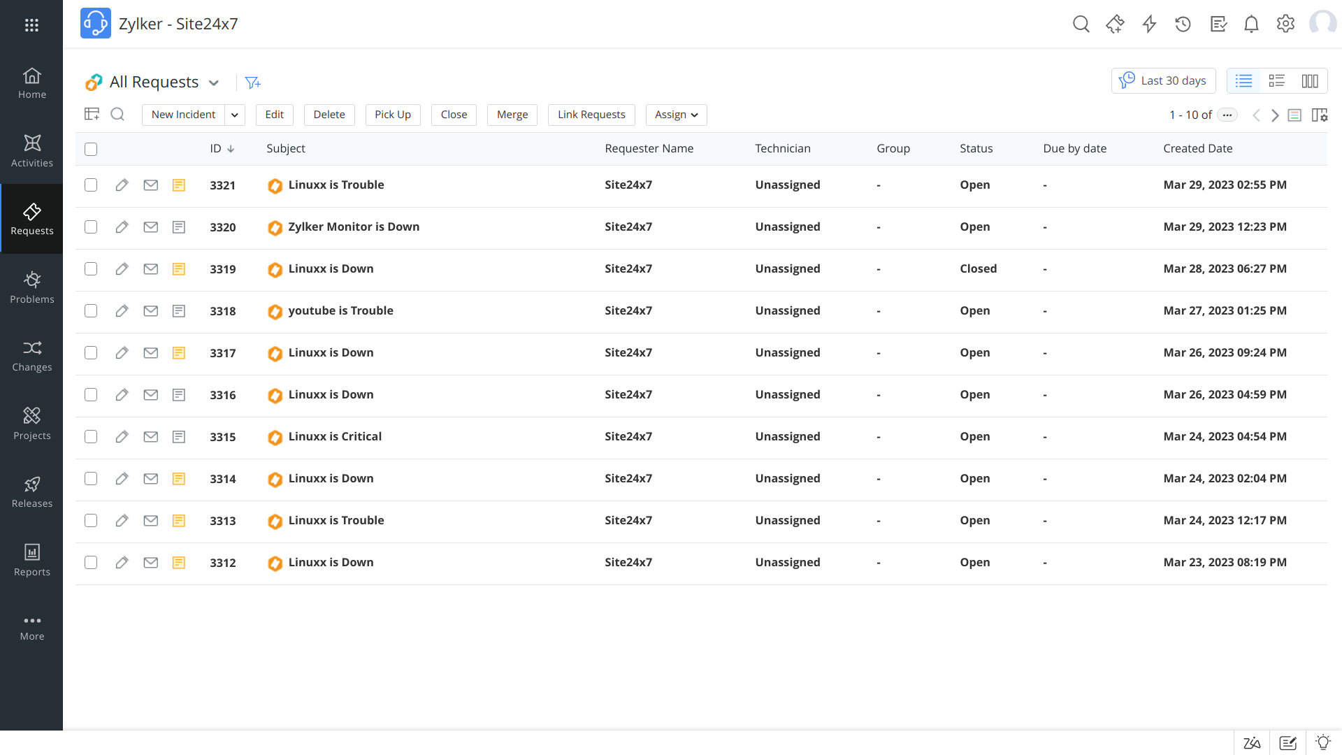 List view of SDP cloud