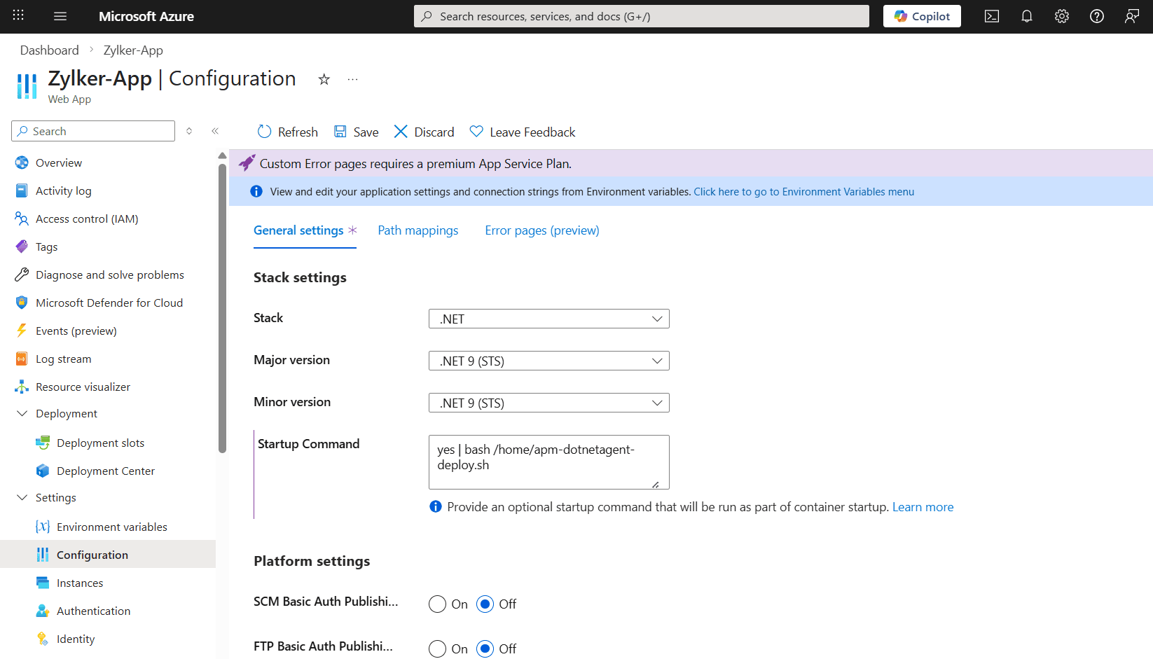 Modify startup command