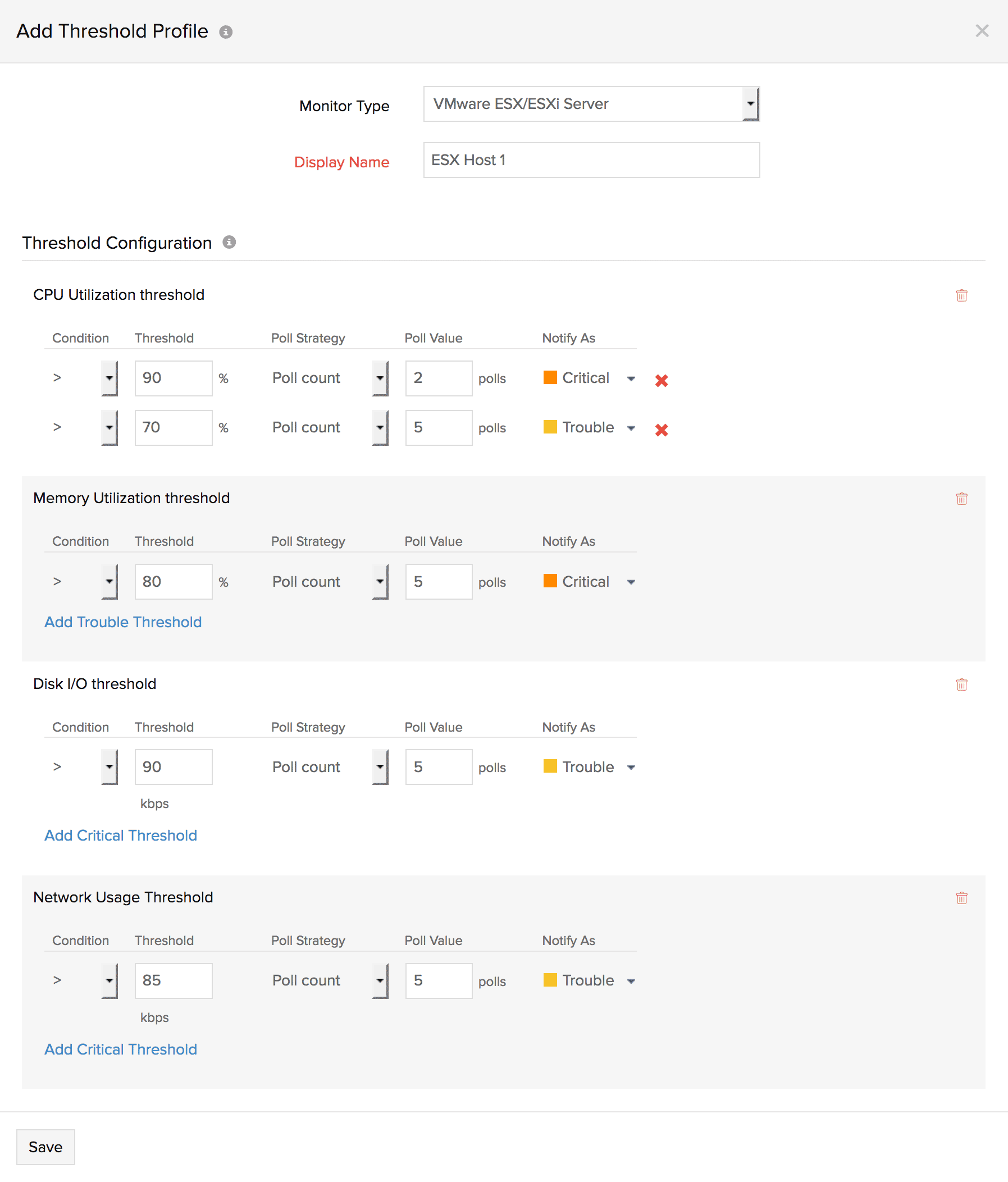 VMware Resource Pool Threshold Profile